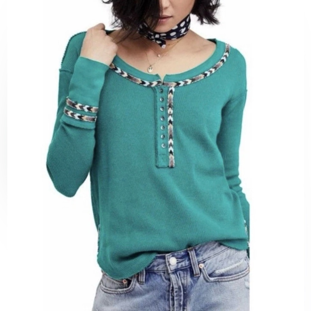We The Free Teal Knit Top